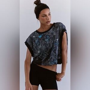 Free People Movement My Time Printed Tee. NWT. Midnight floral combo